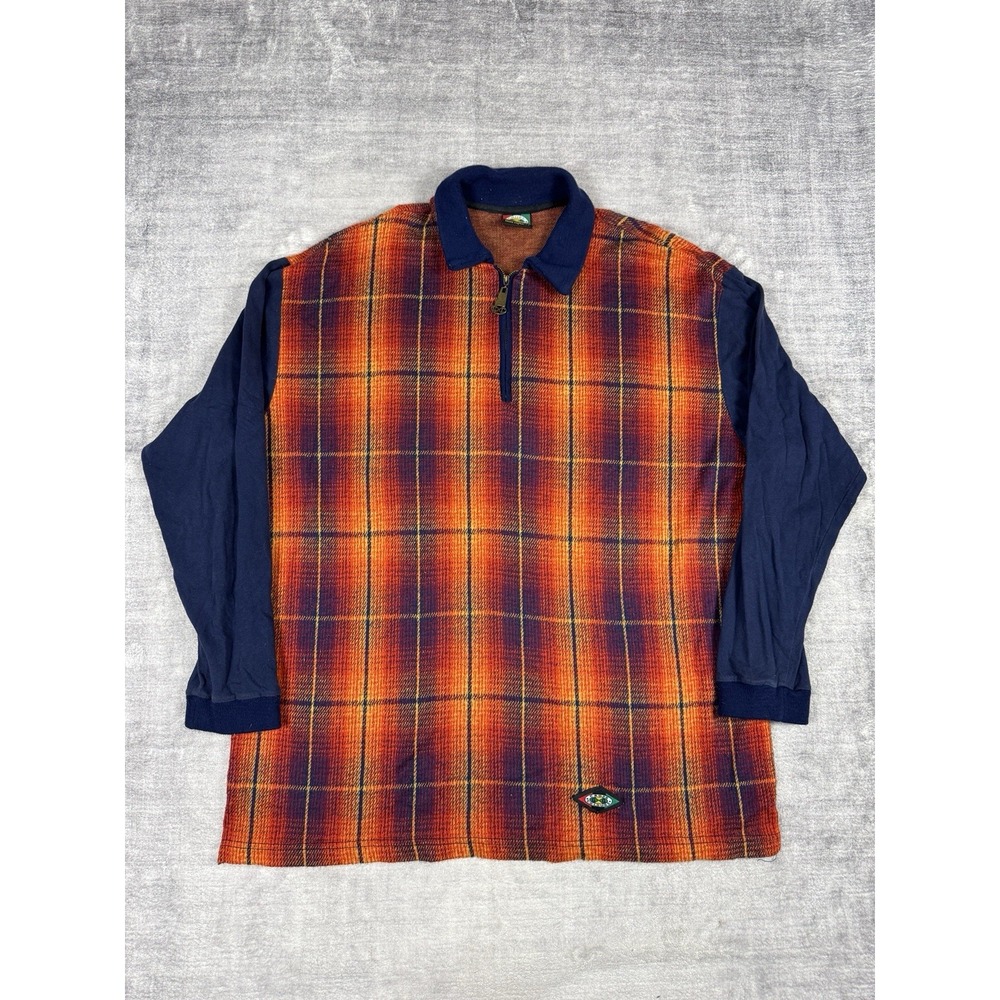 Cross Colours Shirt Mens 3 Plaid Rugby Polo Hip Hop Vtg 90s Tupac Made In‎ USA